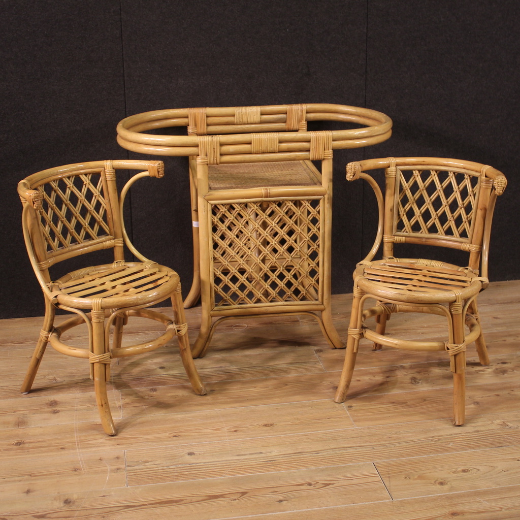 Living room set bamboo table two chairs outdoor furniture