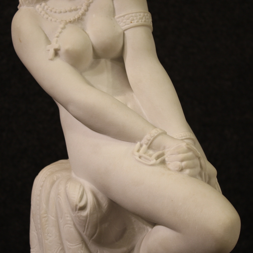 Sculpture in white marble woman slave statue Giacomo Ginotti art