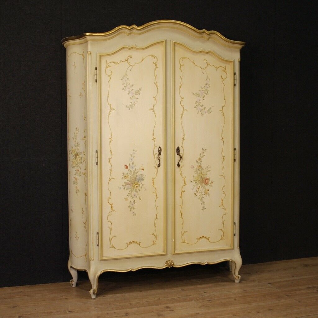 Cornici Decorative Per Porte Interne.Armoire Wardrobe Lacquered Furniture Golden Painted Wood 2 Doors Antique Style Ebay