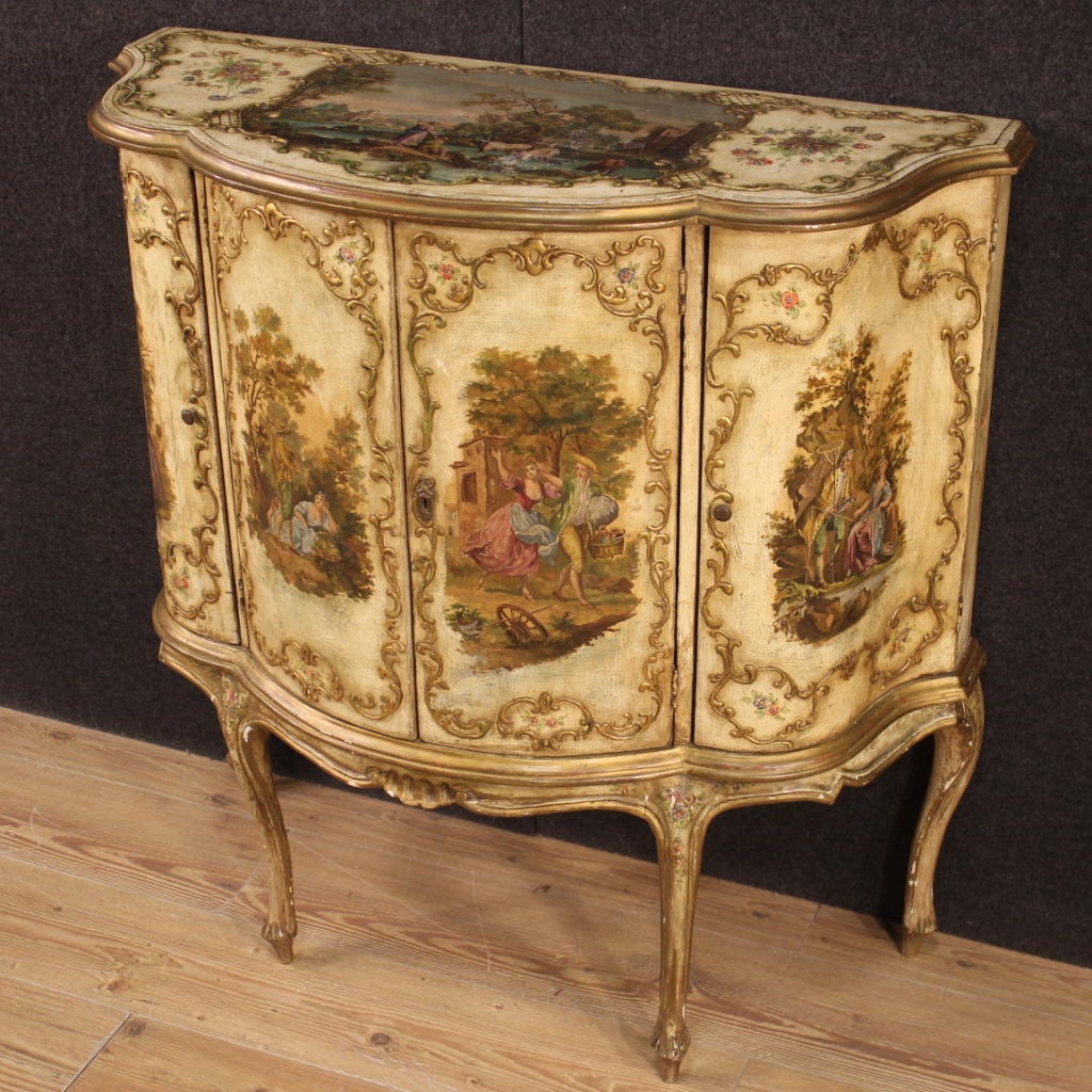 Anrichte venezianisch Möbel lackiert vergoldet bemalt Holz