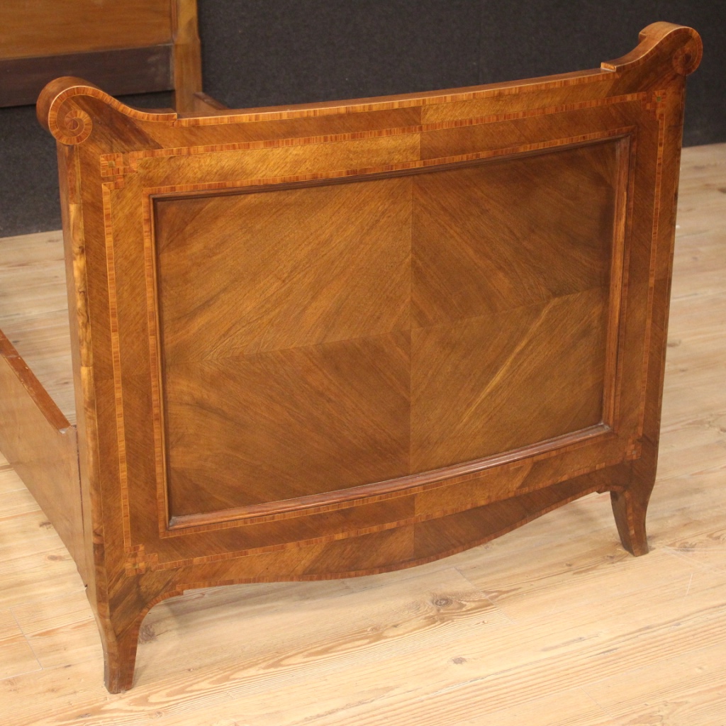 Einzelbett Bett Möbel aus eingelegt Holz antik Stil Louis XV