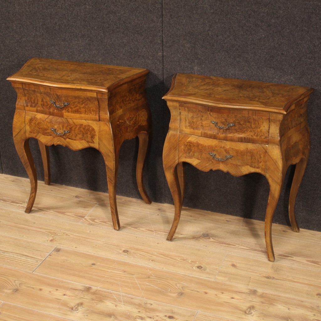 Paar Nachttische IN Holz Antik Stil Tischchen Schlafzimmer Wohnzimmer