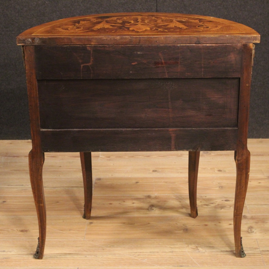 Kommode Halbmond Möbel Anrichte aus eingelegt Holz antik Stil 900