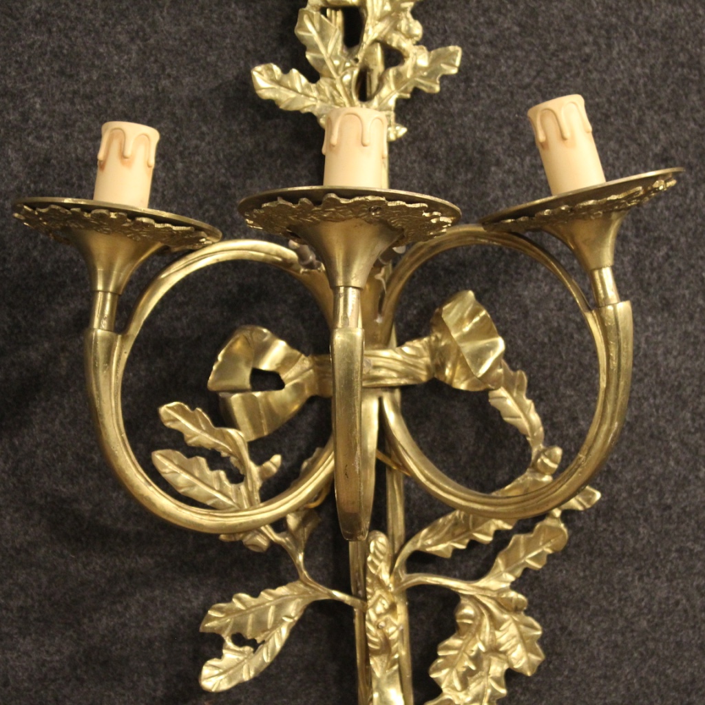 Wandleuchter Paar Kronleuchter Leuchter aus vergoldet Bronze Messing