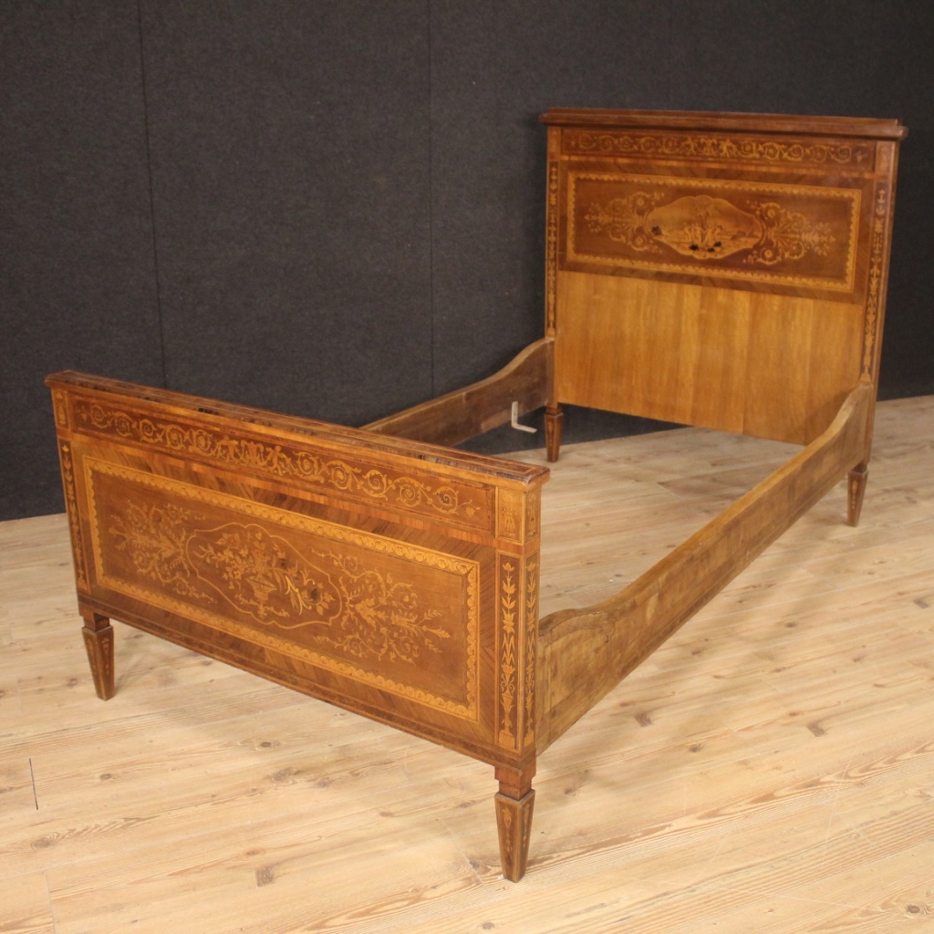 Bed Single Furniture Wooden Inlaid Antique Style Louis XVI Bedroom 900