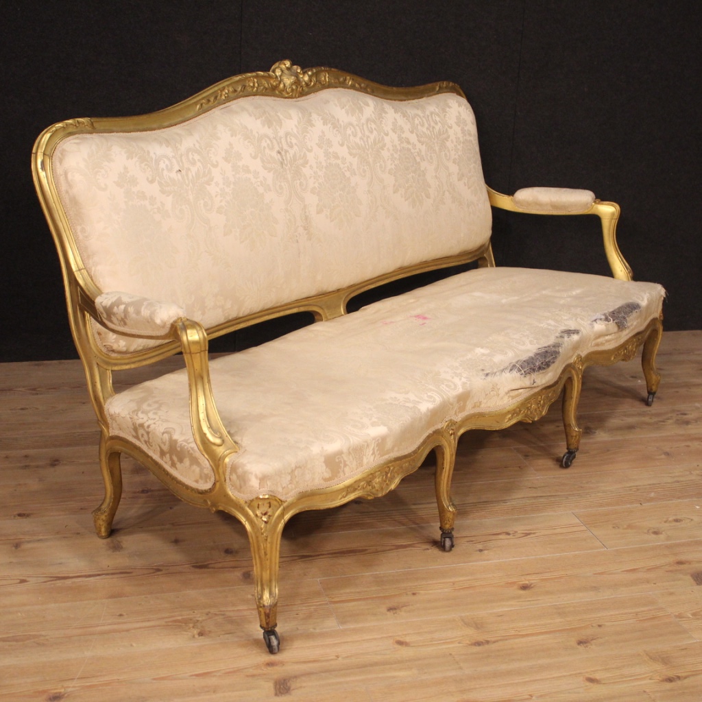 Sofa Couch Furniture In Gilt Wood Fabric Living Room Antique Style Louis XV EBay