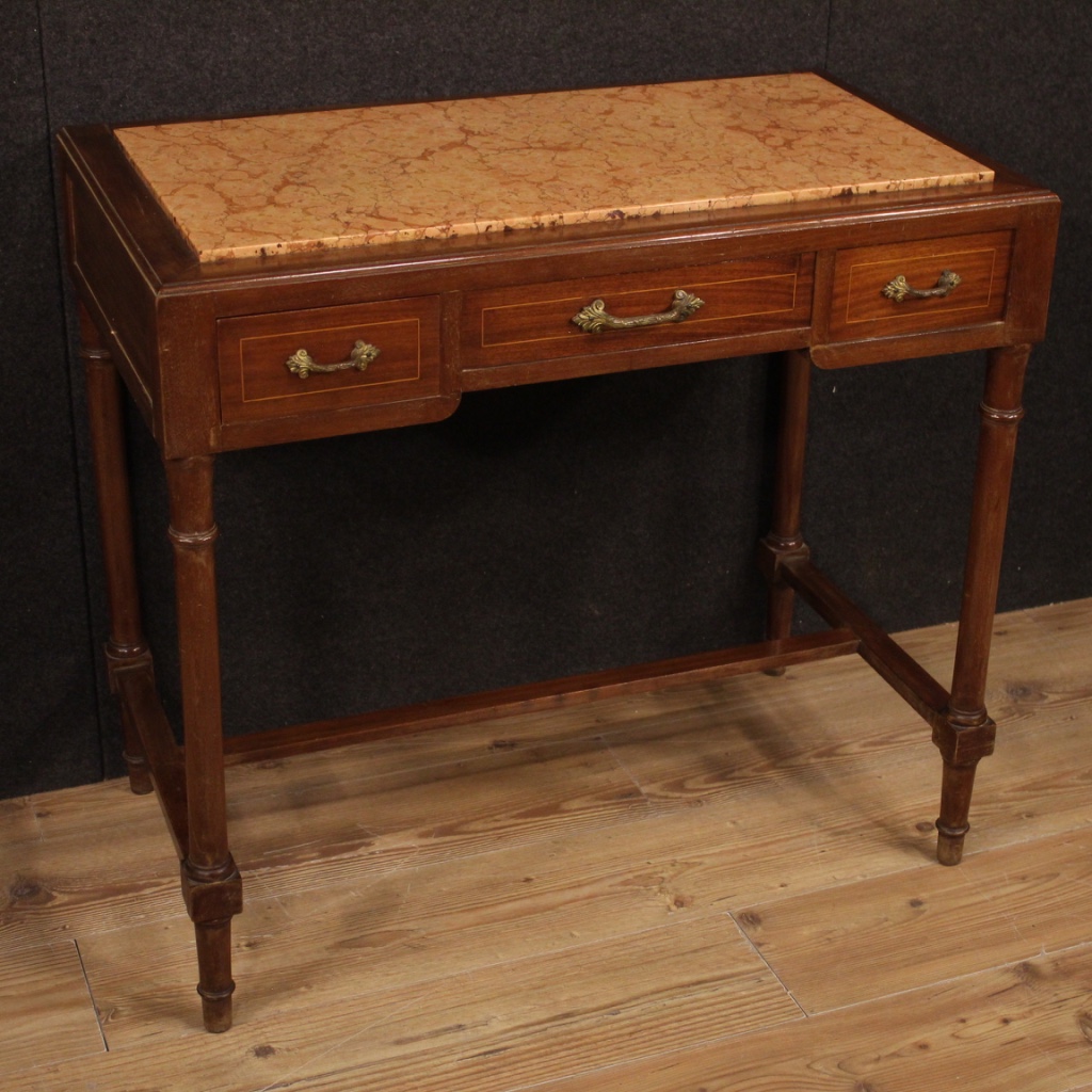 Table Writing Desk Furniture In Inlaid Wood Marble Top Antique Style 900 Ebay