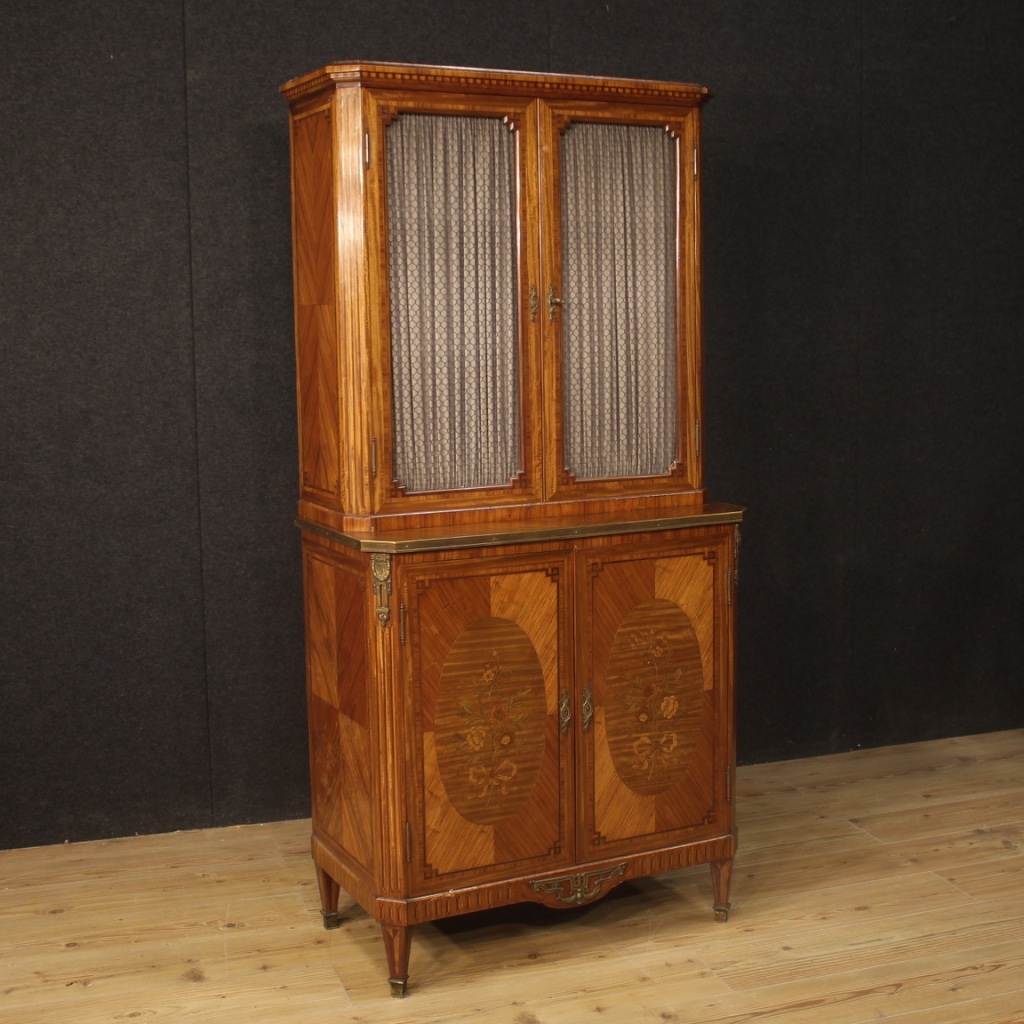 Sideboard Bookcase In Wood Furniture Cabinet Vitrine Inlaid Commode 4 Doors Ebay