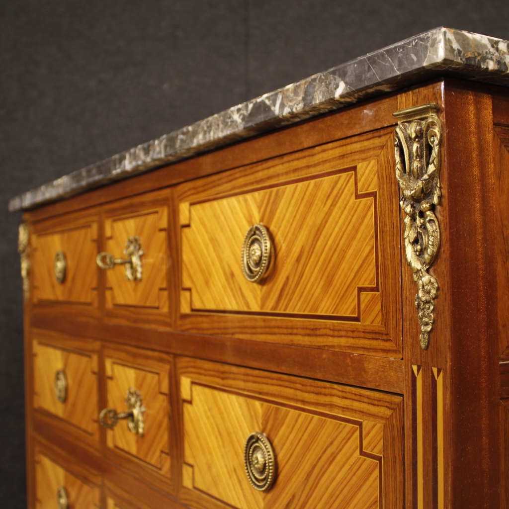 Kommode Anrichte Möbel Schubladen eingelegt Holz antik Stil Ludwig XVI