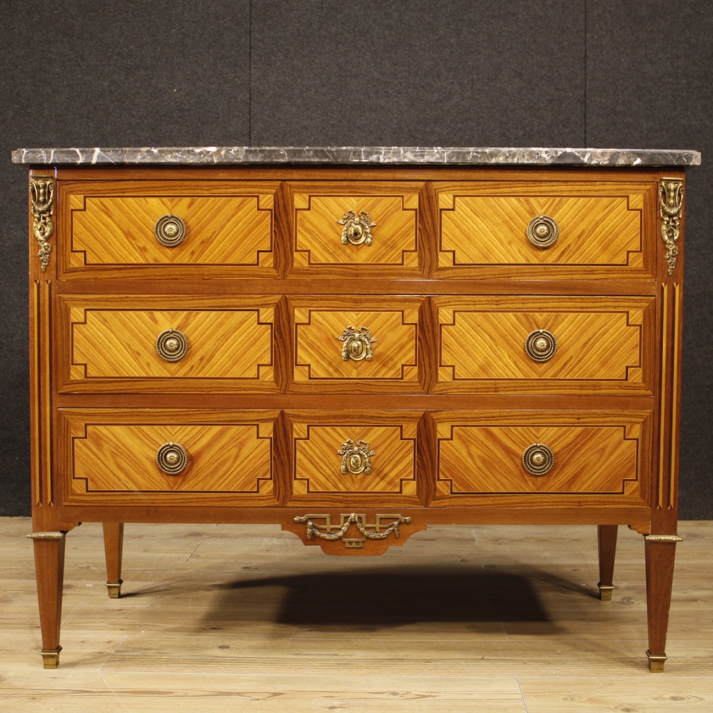Kommode Anrichte Möbel Schubladen eingelegt Holz antik Stil Ludwig XVI