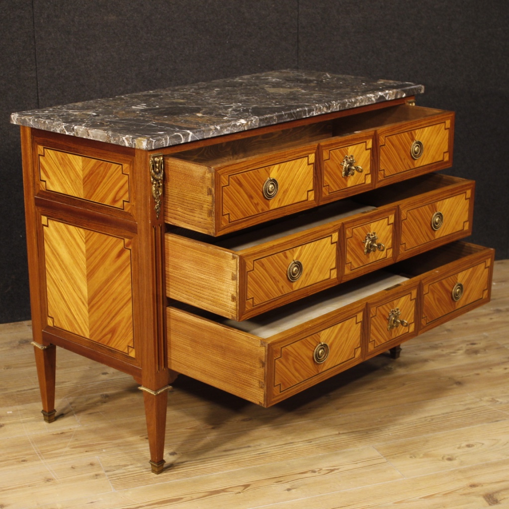 Kommode Anrichte Möbel Schubladen eingelegt Holz antik Stil Ludwig XVI