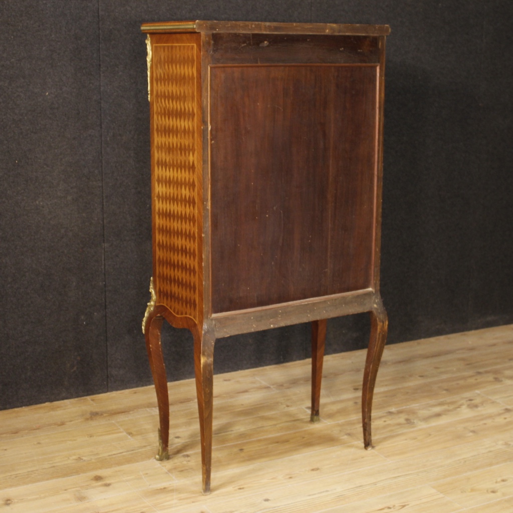 Anrichte französisch Möbel Schrank eingelegt Holz vergoldet Bronze