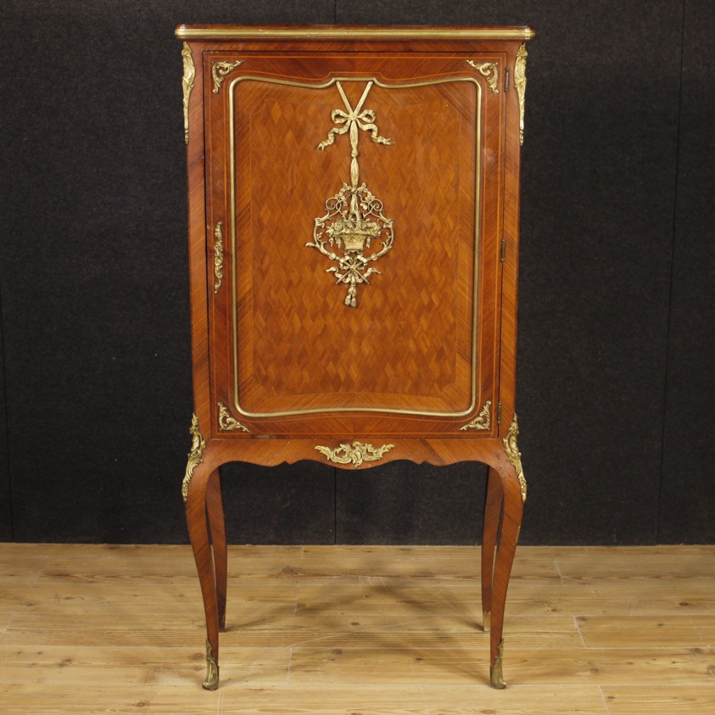 Anrichte französisch Möbel Schrank eingelegt Holz vergoldet Bronze